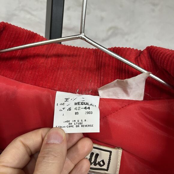 Walls Blizzard Pruf Red Quilted Canvas Work Jacket Coat Corduroy Collar MoorMans - Picture 7 of 11